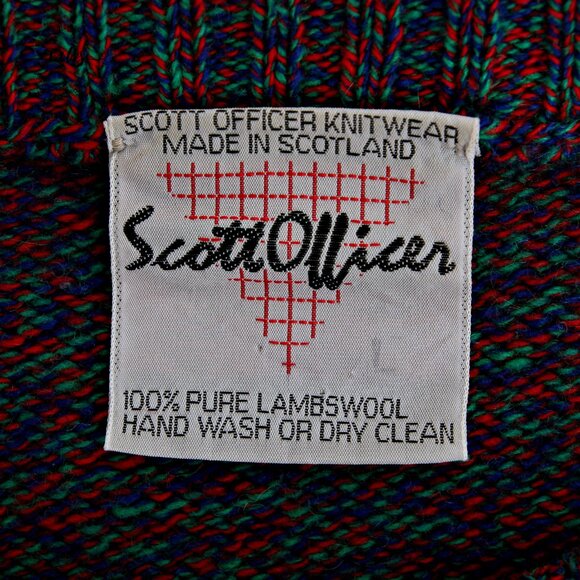 Scott Officer 100% Pure Wool Crew Neck Plaid Sweater - Picture 9 of 10